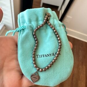 Tiffany & Co. Silver Bead Bracelet with Heart Tag